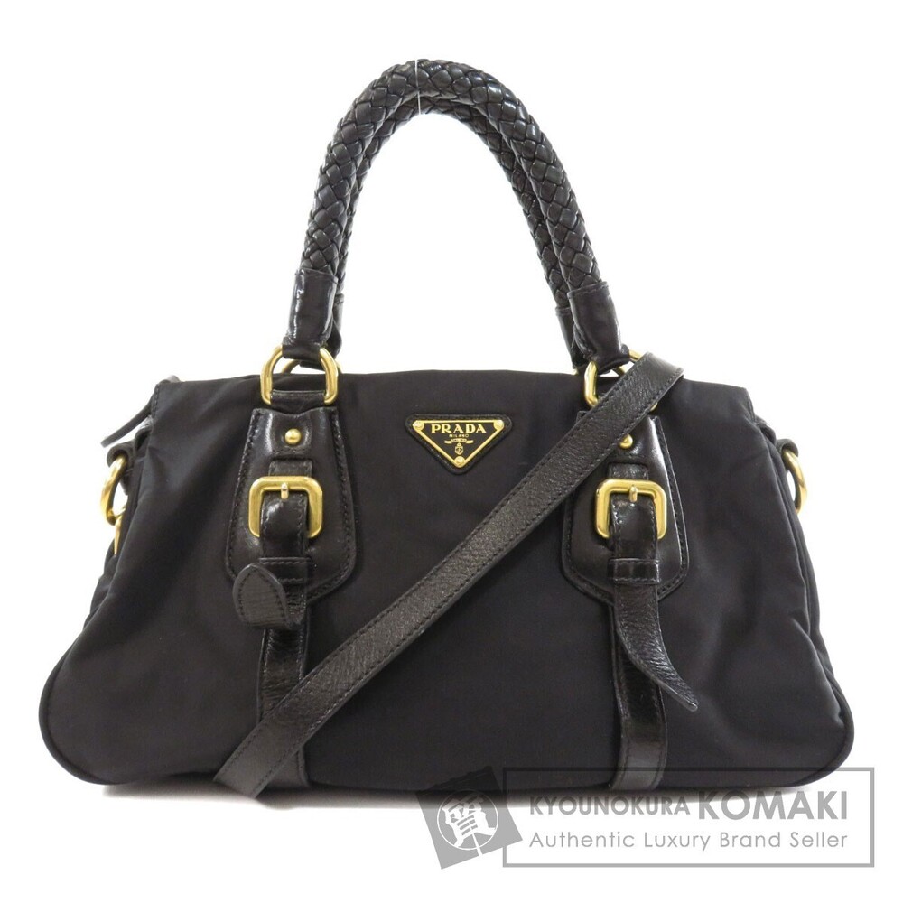 Prada Tessuto 2way handbag black braided handles